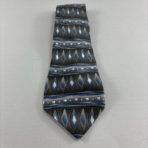 Courage Blue / Grey Geometric Men's Extra Long Tie 4" x 72"